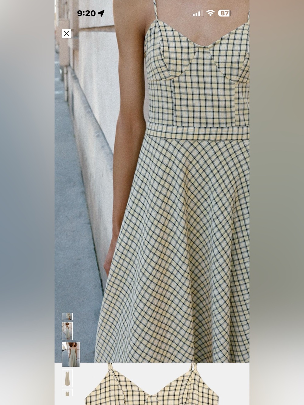 Zara Yellow Checked Maxi Dress with Navy Grid - Picture 2 of 8